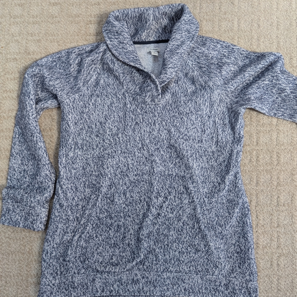 L.L. Bean Women's Marled Gray Shawl-Collar Pullover Sweater